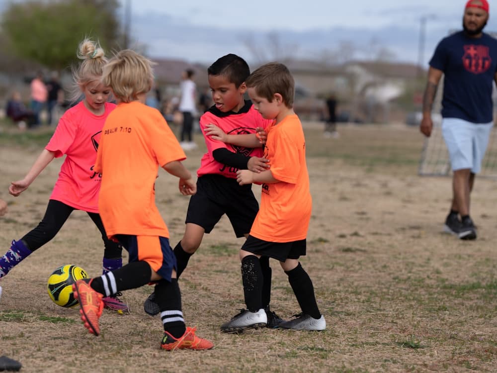 Children playing a youth soccer match